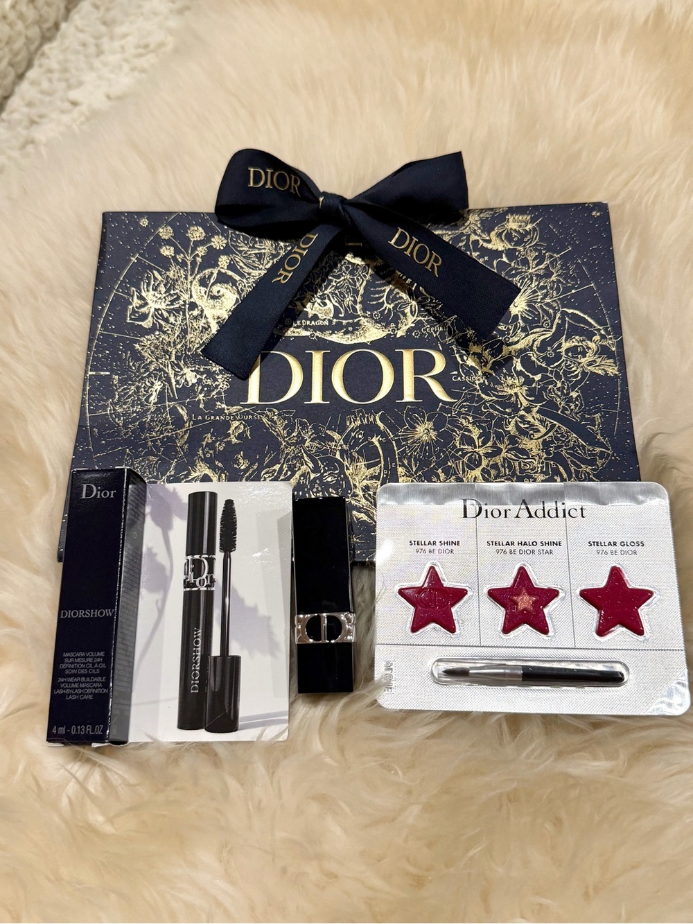 Dior Beauty 4 Piece Set Rouge Dior 999 Diorshow Mascara Addict Gift Bag NEW